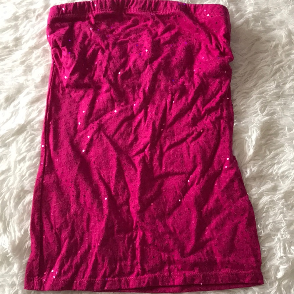Womans summer top vibrant pink with sequins